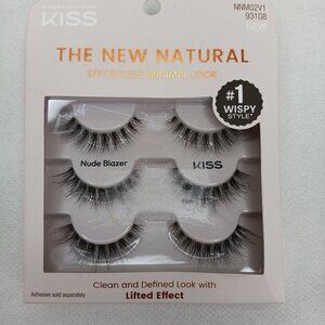 KISS Products 12mm False Eyelashes Wispy Style 02 Nude Blazer 3 Pairs NEW